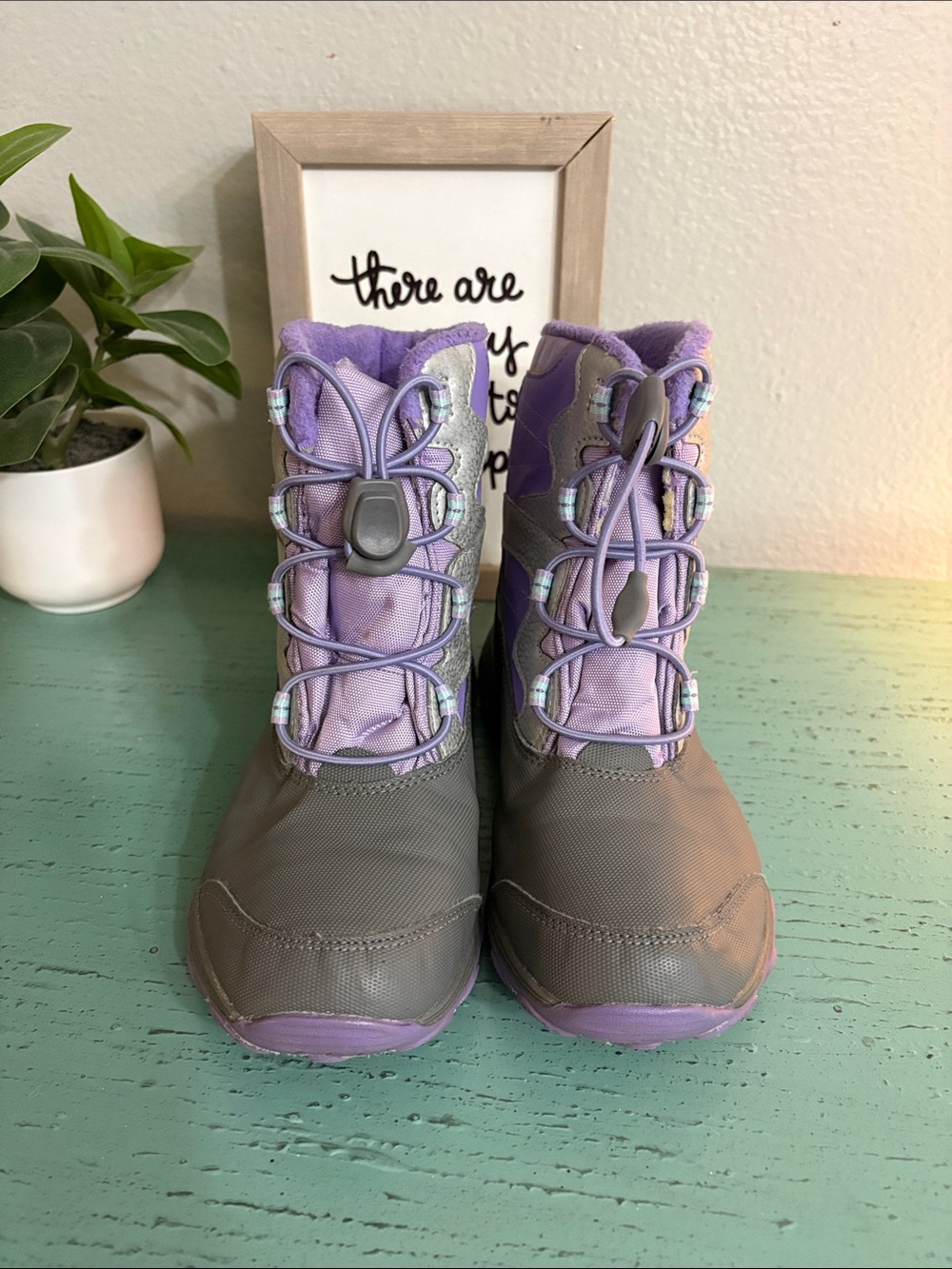 Merrell Kids Waterproof Boots in Gray and Purple